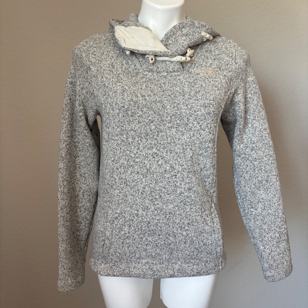 The North Face Crescent Hooded Toggle Button Pullover Fleece Sweater Women Small
